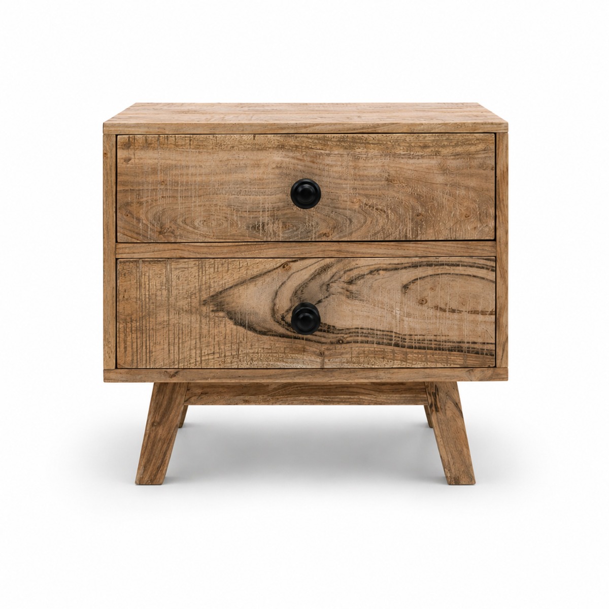Artekko Artekko Attari Καφέ Κομοδίνο με 2 Συρτάρια από Ξύλο Teak (50x35.5x45.5)cm 720-2131