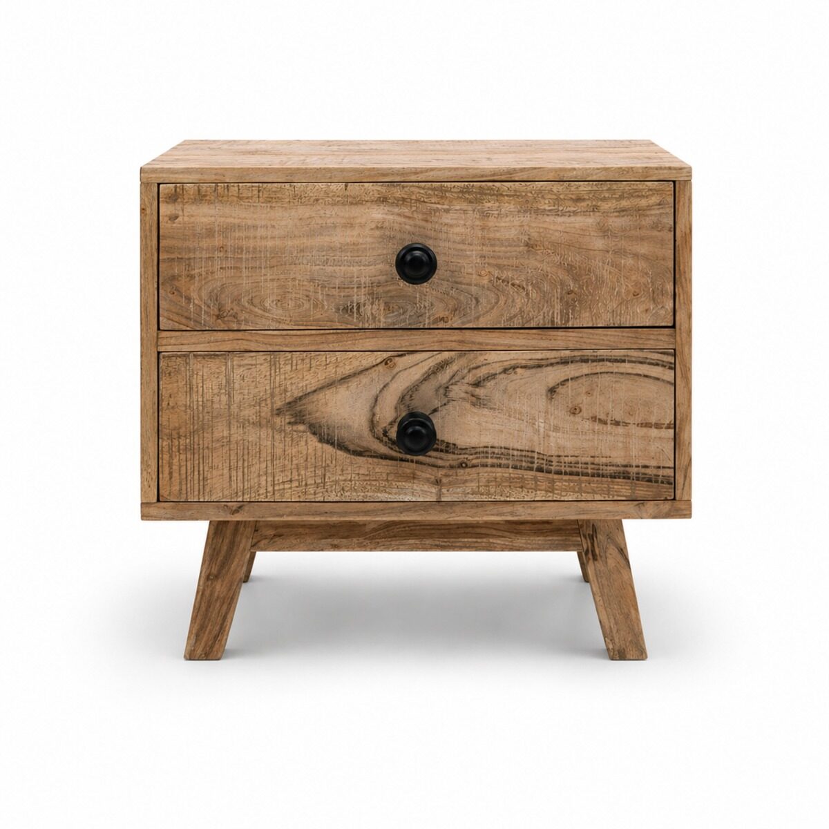 Artekko Artekko Attari Καφέ Κομοδίνο με 2 Συρτάρια από Ξύλο Teak (50x35.5x45.5)cm 720-2131