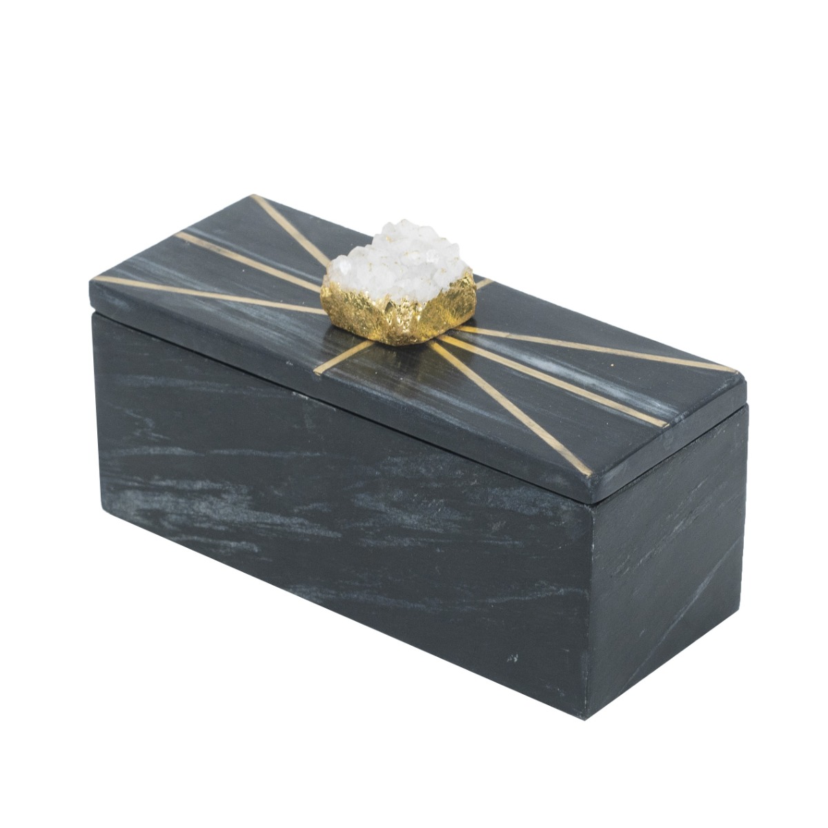 Artekko Artekko Marble Διακοσμητικό Κουτί Κοσμηματοθήκη Μαύρου Μαρμάρου με Αμέθυστο (19x7.5x7.5)cm 72182-DS