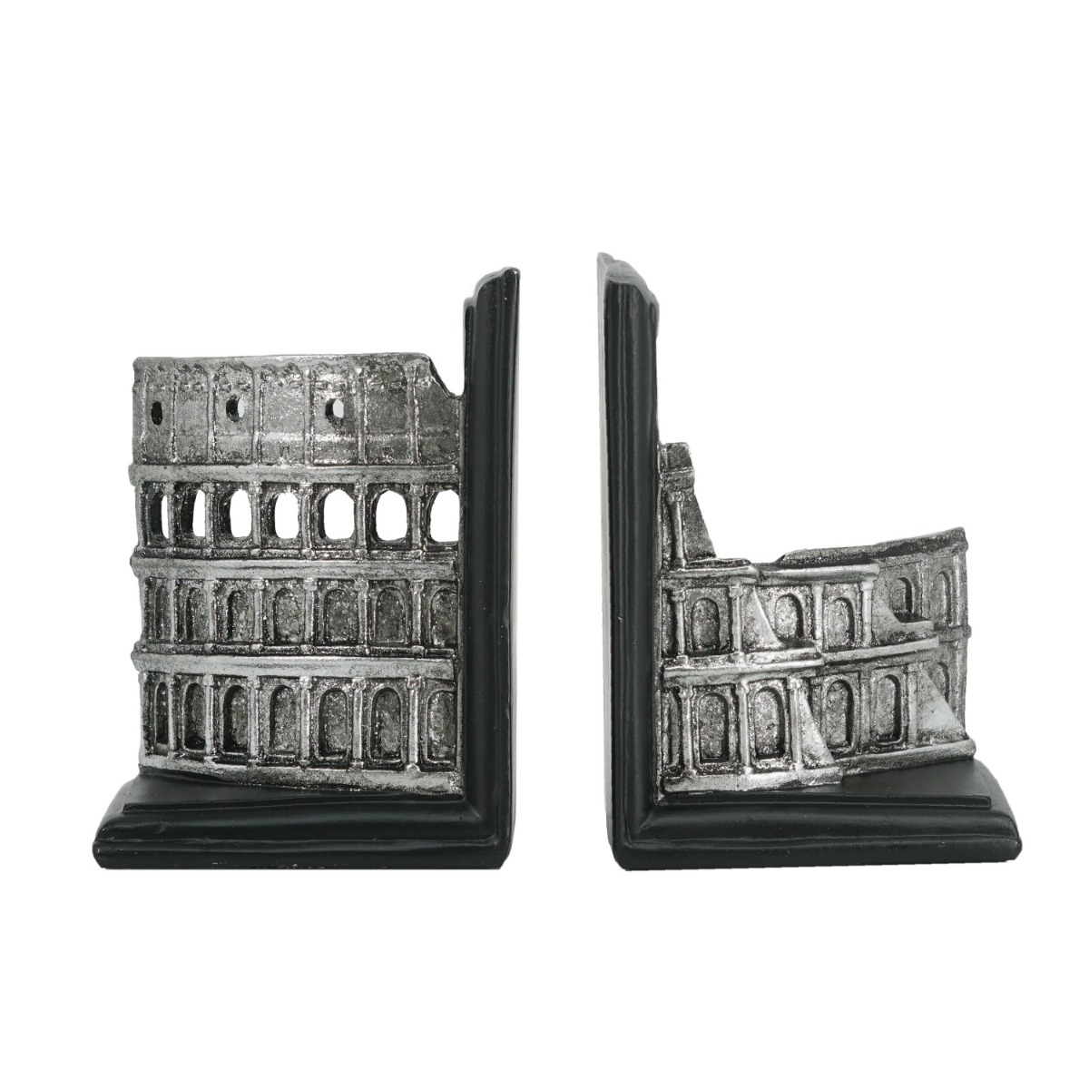 Artekko Artekko Bookends Ασημί Βιβλιοστάτες Κολοσσαίου από Ρητίνη (11.5x9x16.5)cm 2pcs 72421
