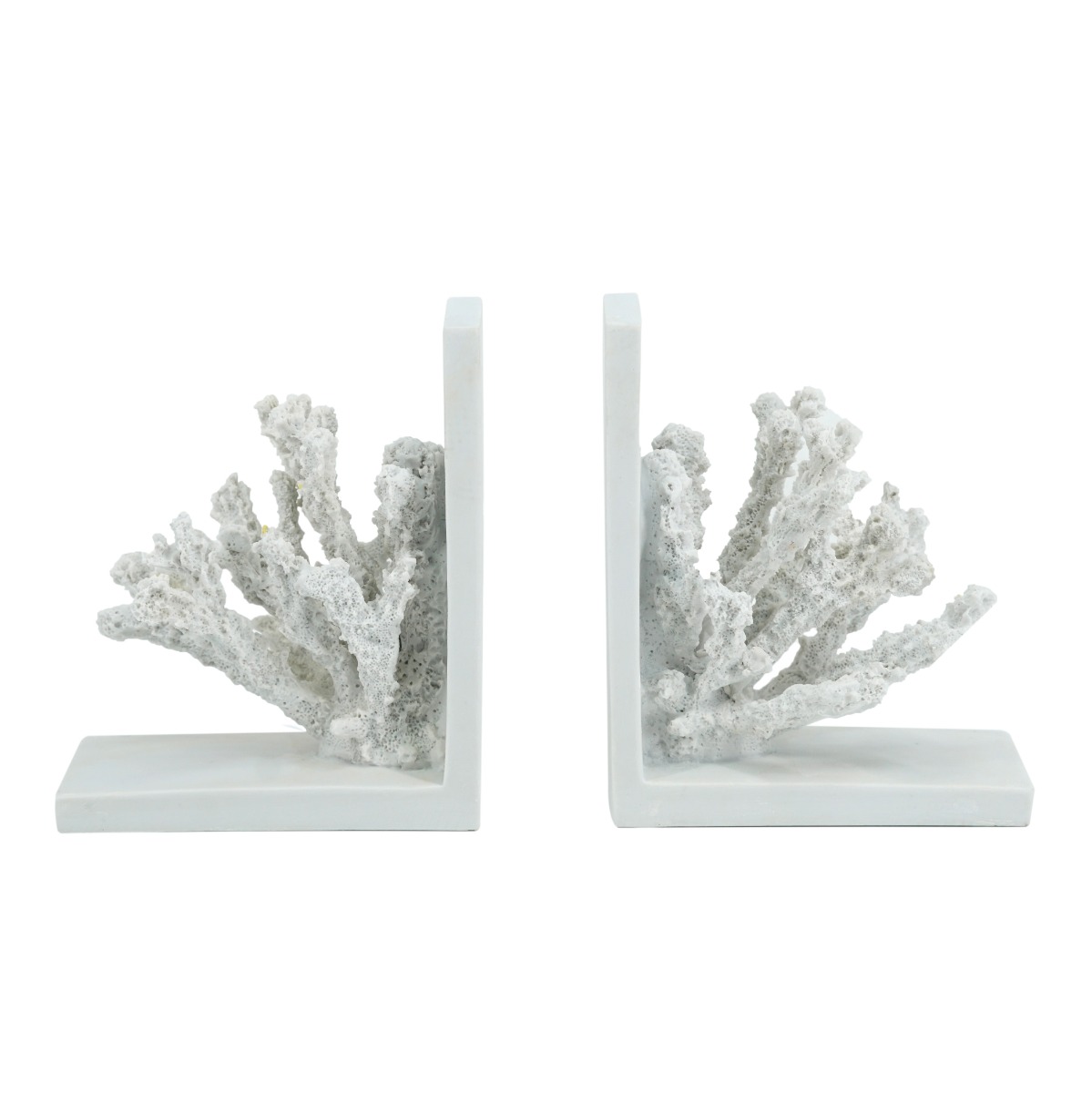 Artekko Artekko Coral Λευκοί Βιβλιοστάτες με Κοράλλι Ρητίνης (15.3x11.5x17.5)cm 2pcs 72422