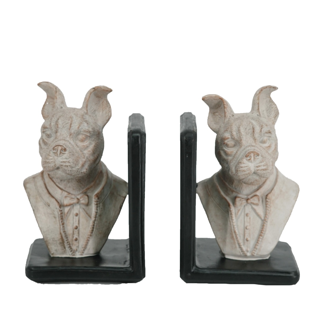 Artekko Artekkol Bookends Βιβλιοστάτες Ρητίνης με Σκυλιά σε Λευκή Πατίνα (12x10.5x19)cm 2pcs 72427