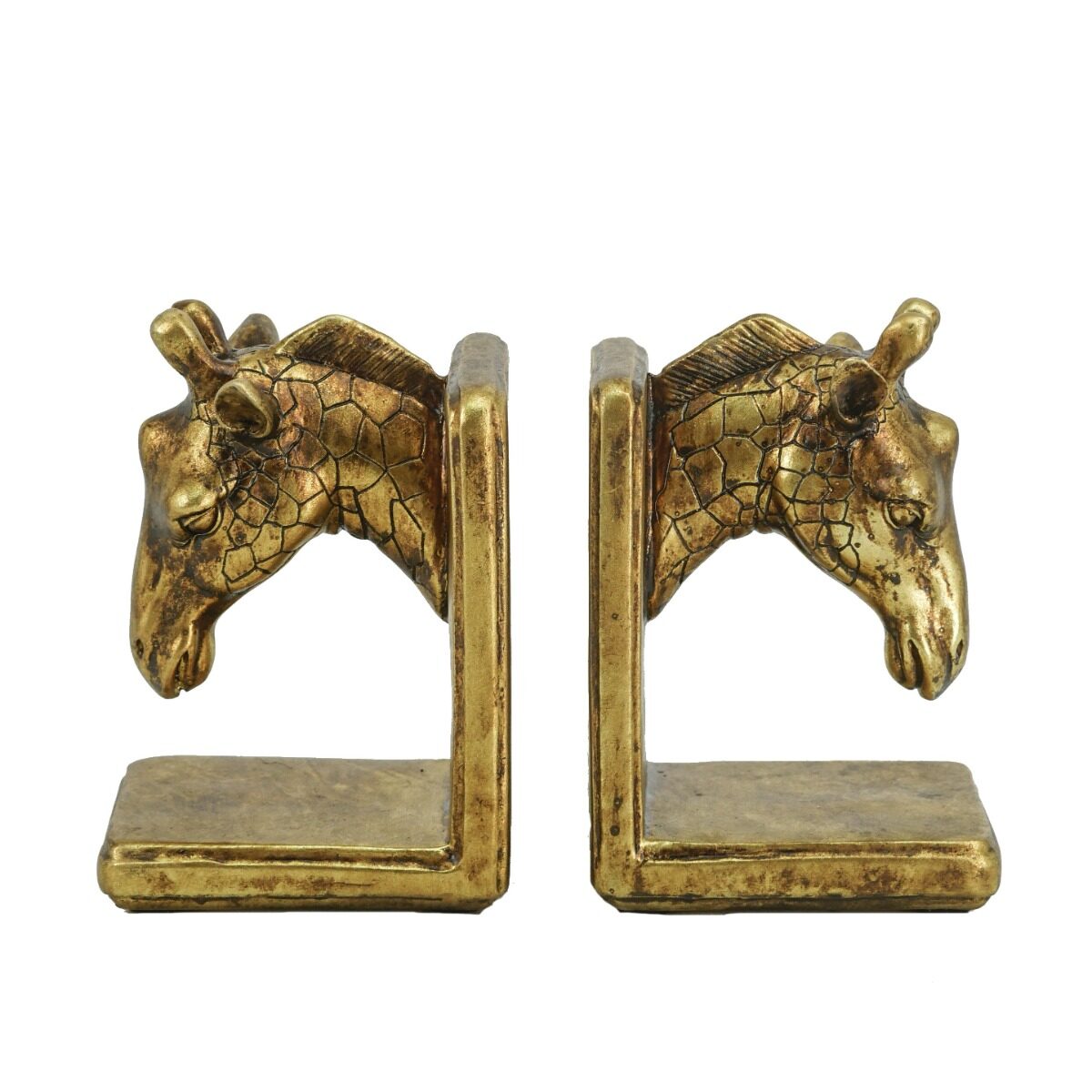 Artekko Artekko Bookends Χρυσοί Βιλιοστάτες Ρητίνης (11.7x10.5x17)cm 2pcs 72436