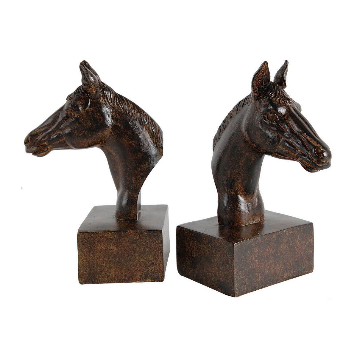 Artekko Artekko Bookends Καφέ Διακοσμητικοί Βιβλιοστάτες Ρητίνης με Άλογα (13x10.2x20.3)cm 2pcs 73639