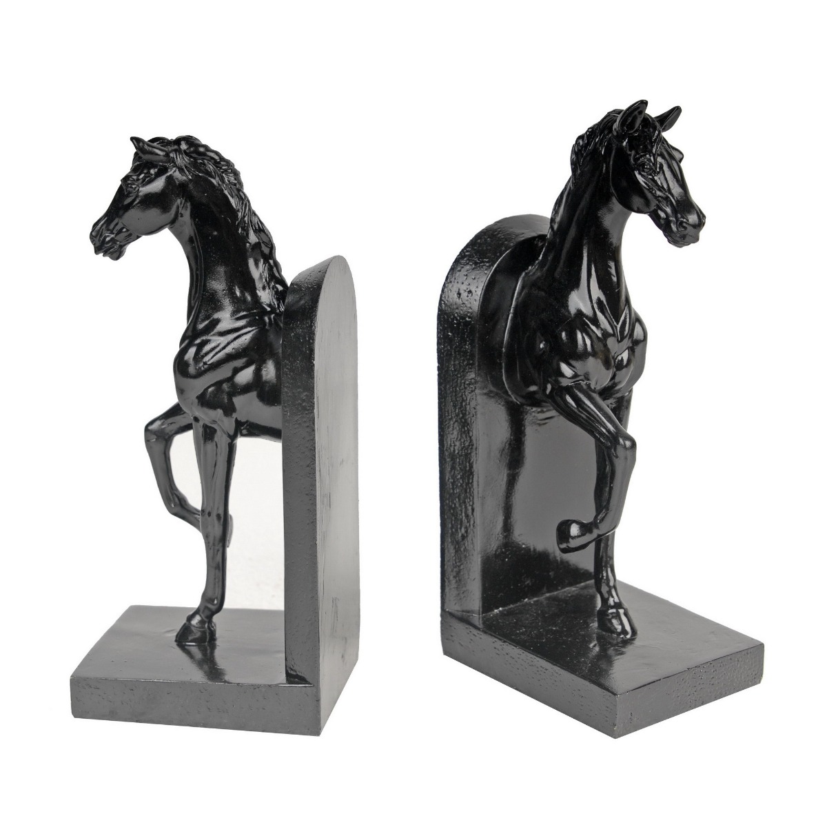 Artekko Artekko Bookends Μαύροι Διακοσμητικοί Βιβλιοστάτες Ρητίνης με Άλογα (12.7x10.2x26.7)cm 2pcs 73642-BLAC