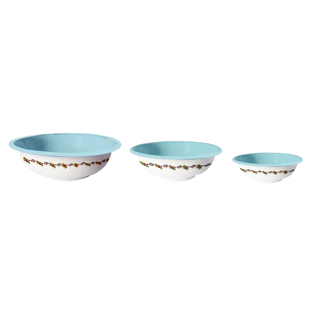 Artekko Artekko Enamel Λευκά Μεταλλικά Εμαγιέ Μπολ με Γαλάζια Σχέδια 3 pcs 742-2157