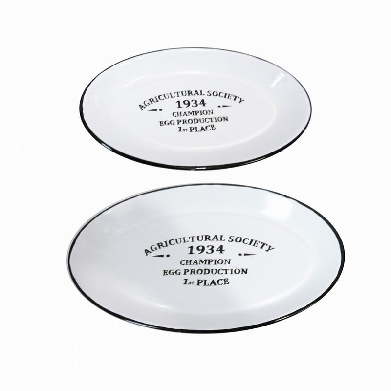 Artekko Artekko Fuvrue Πιατελες Εμαγιέ Λευκό/Μαύρο Σετ/2 (32x22x2.5)cm (29x18x2.5)cm 742-2210