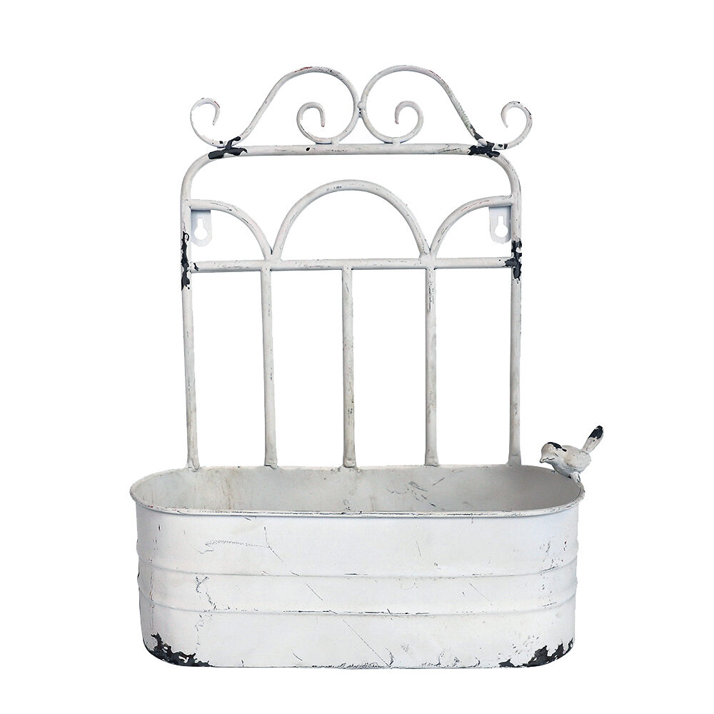 Artekko Artekko Planter Μεταλλικό Κασπό Τοίχου σε Λευκή Πατίνα (31x11x39)cm 742-2300