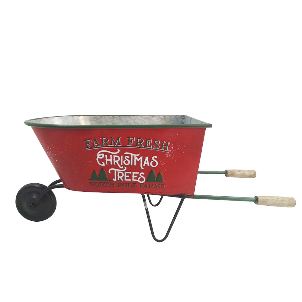 Artekko Artekko Xmas Planter Κόκκινο Μεταλλικό Διακοσμητικό Καρότσι (69x25x28)cm 742-2376