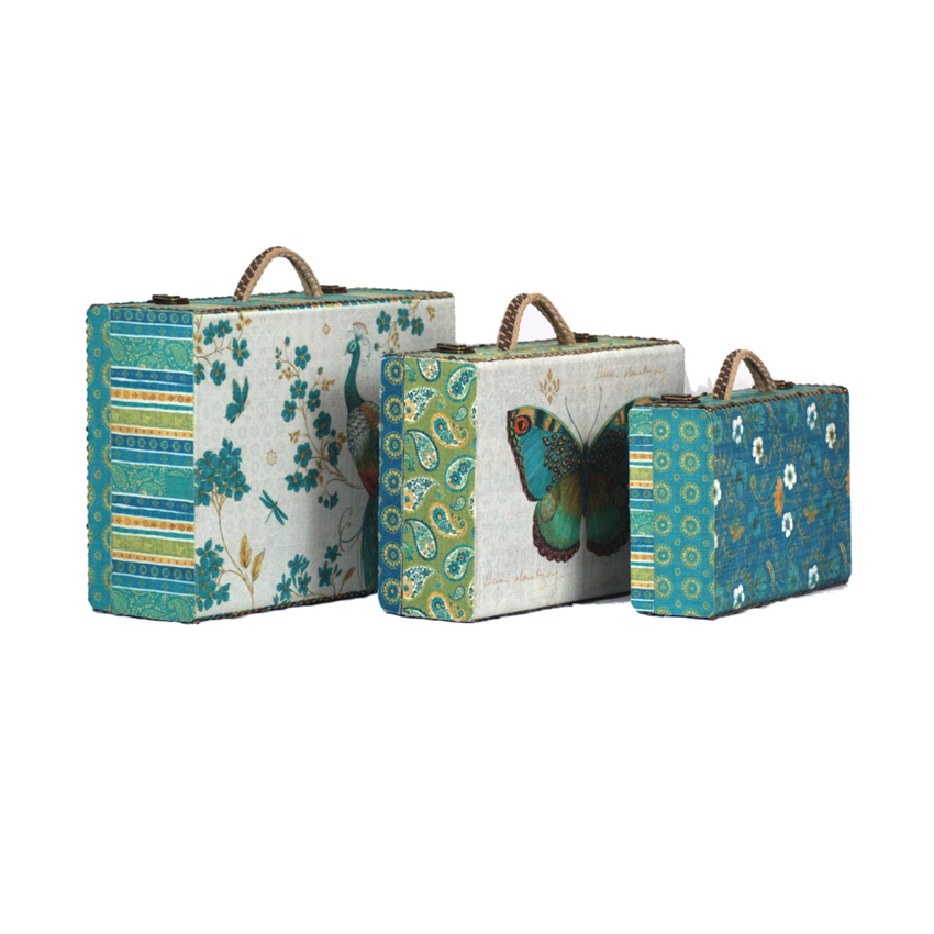 Artekko Artekko Suitcases Πολύχρωμες Ξύλινες Βαλίτσες (49x38x19)cm (43x32x15)cm (37x26x11)cm 3pcs 742-2482