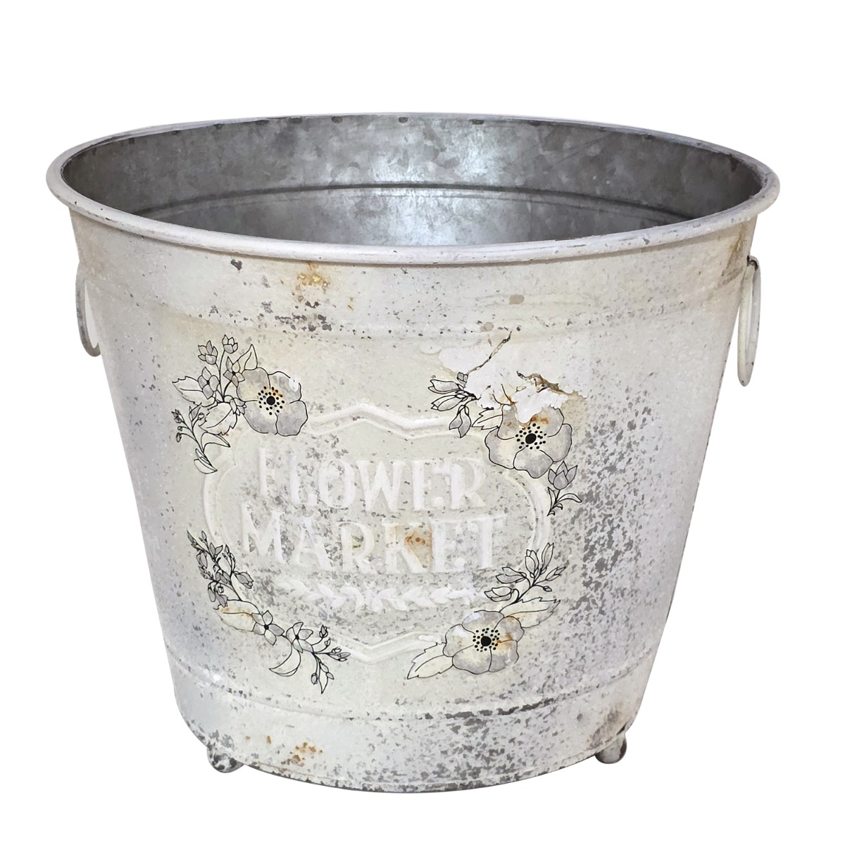 Artekko Artekko Planter Μεταλλικό Διακοσμητικό Κουβαδάκι Κασπό σε Λευκή Πατίνα (32x32x25)cm 742-2610