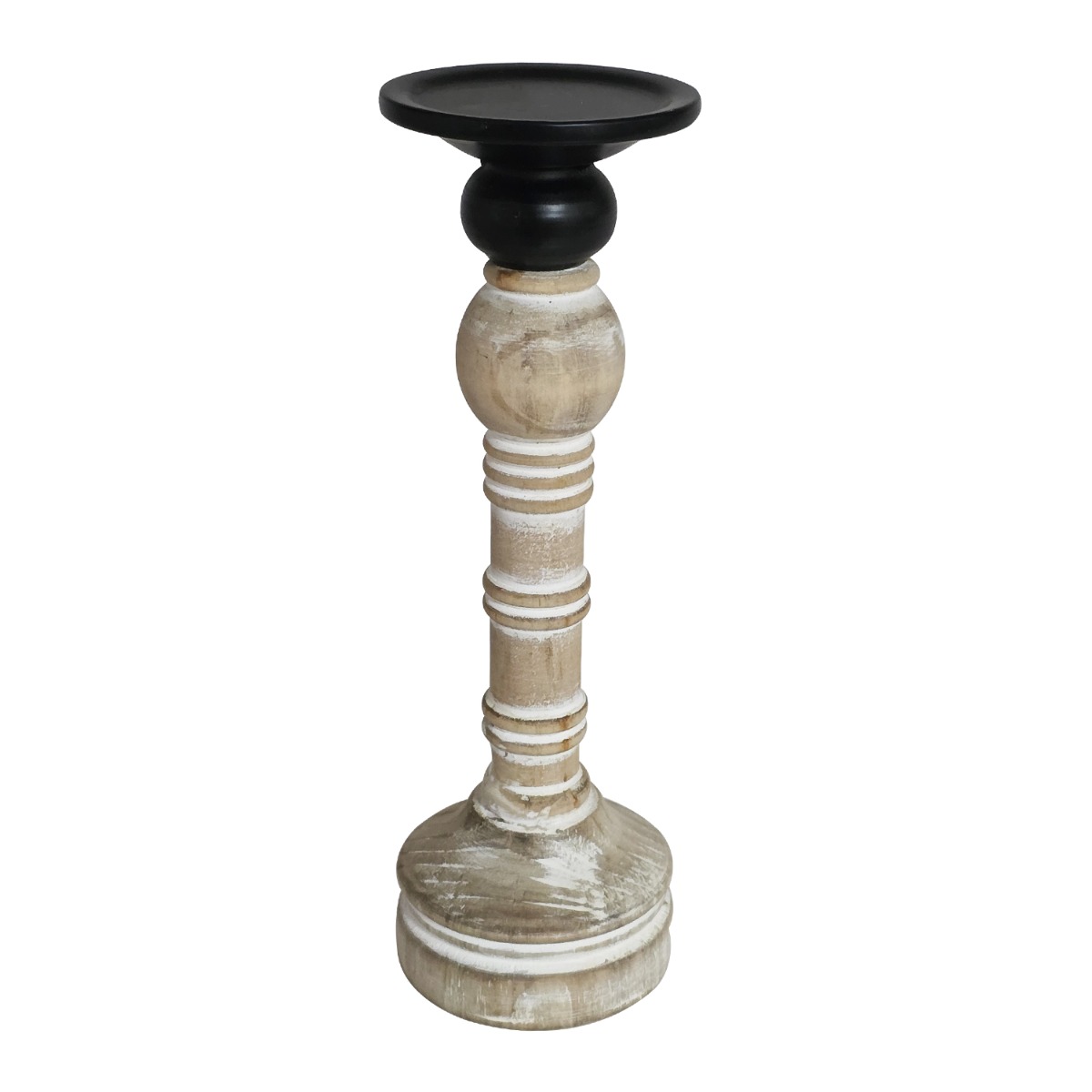 Artekko Artekko Candle Holder Ξύλινο Κηροπήγιο σε Λευκή Πατίνα (10x10x31)cm 742-2613