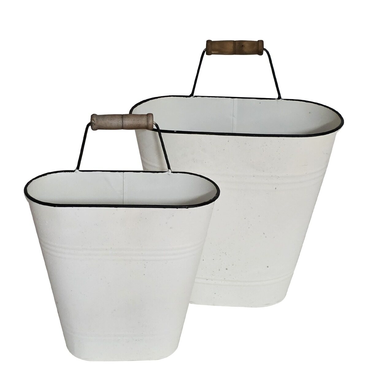 Artekko Artekko Planter Μεταλλικά Διακοσμητικά Κουβαδάκια Κασπό σε Λευκή Πατίνα (30x16x37)cm (25x10x30)cm 2pcs 742-2622