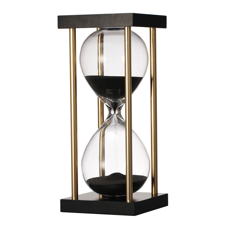 Artekko Artekko Hourglass Γυάλινη Διακοσμητική Κλεψύδρα σε Βάση με Μαύρη Άμμο (8.5x8.5x19.5)cm 75731-BLAC