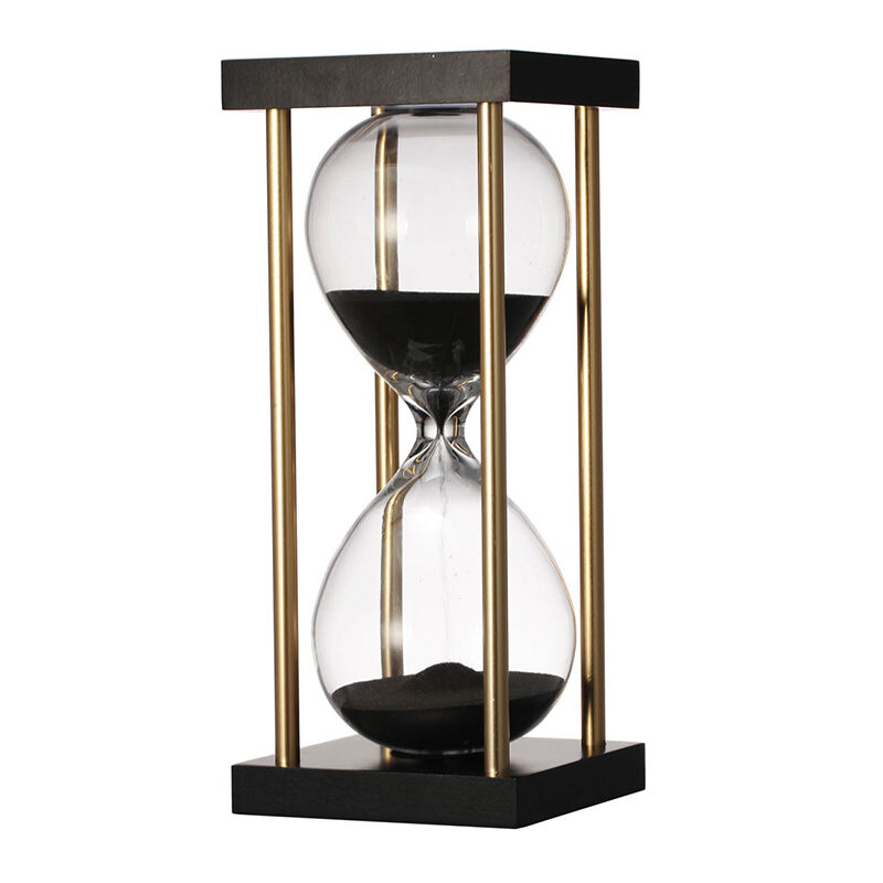 Artekko Artekko Hourglass Γυάλινη Διακοσμητική Κλεψύδρα σε Βάση με Μαύρη Άμμο (8.5x8.5x19.5)cm 75731-BLAC