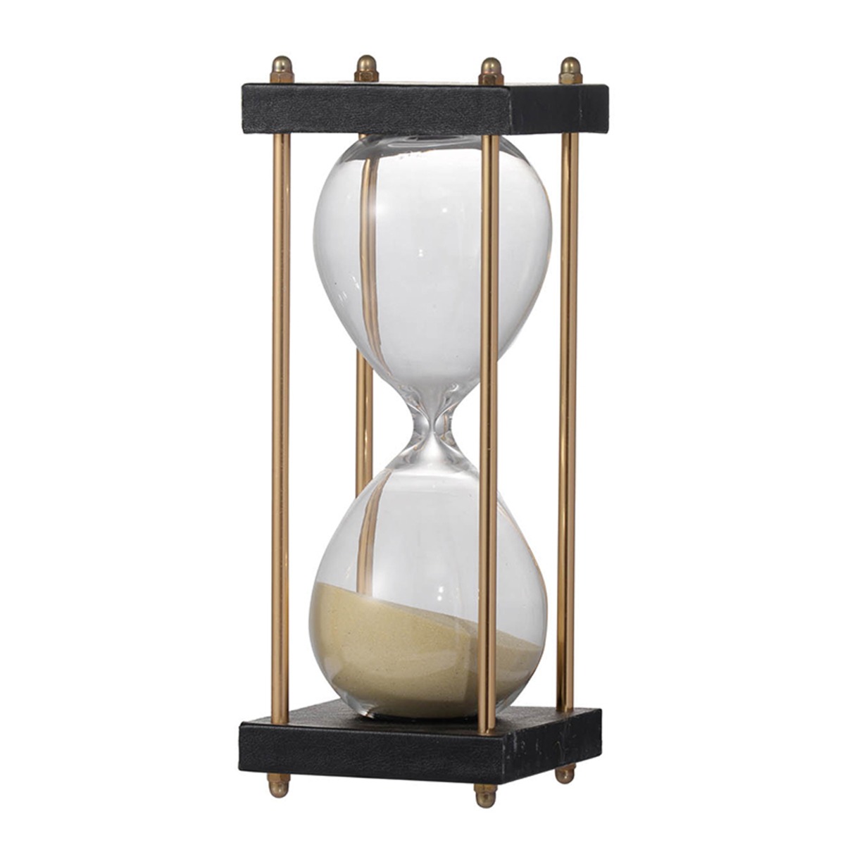 Artekko Artekko Hourglass Γυάλινη Διακοσμητική Κλεψύδρα σε Βάση με Μπεζ Άμμο (8.5x8.5x19.5)cm 75731-TAN
