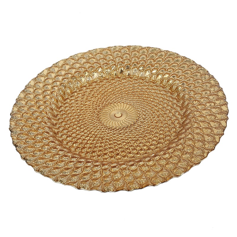 Artekko Artekko Zriac Πιατέλα Διακοσμητική Γυάλινη Χρυσή (33x33x2)cm 75843-GOLD