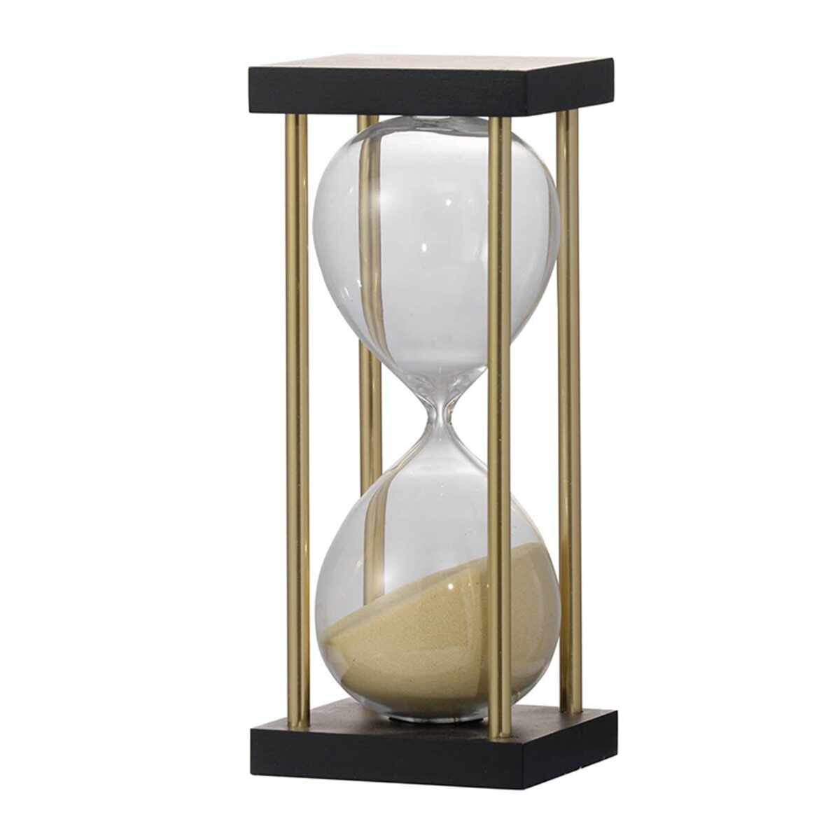 Artekko Artekko Hourglass Γυάλινη Διακοσμητική Κλεψύδρα σε Βάση με Μπεζ Άμμο (11.2x11.2x24)cm 75982-BLTN
