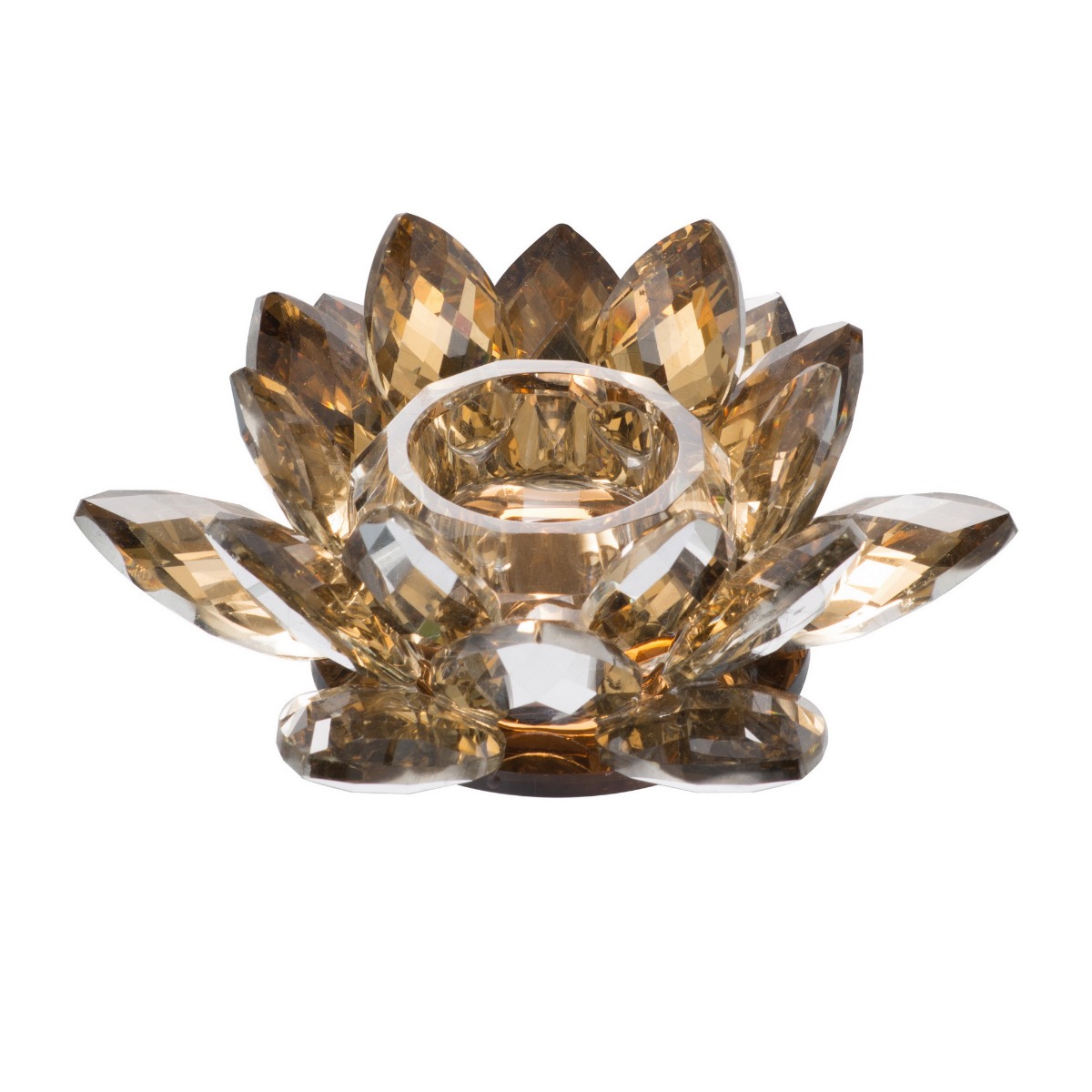 Artekko Artekko Lotus Γυάλινο Διακοσμητικό Κηροπήγιο για Ρεσώ σε Μελί Αποχρώσεις (20x20x8.5)cm 76697