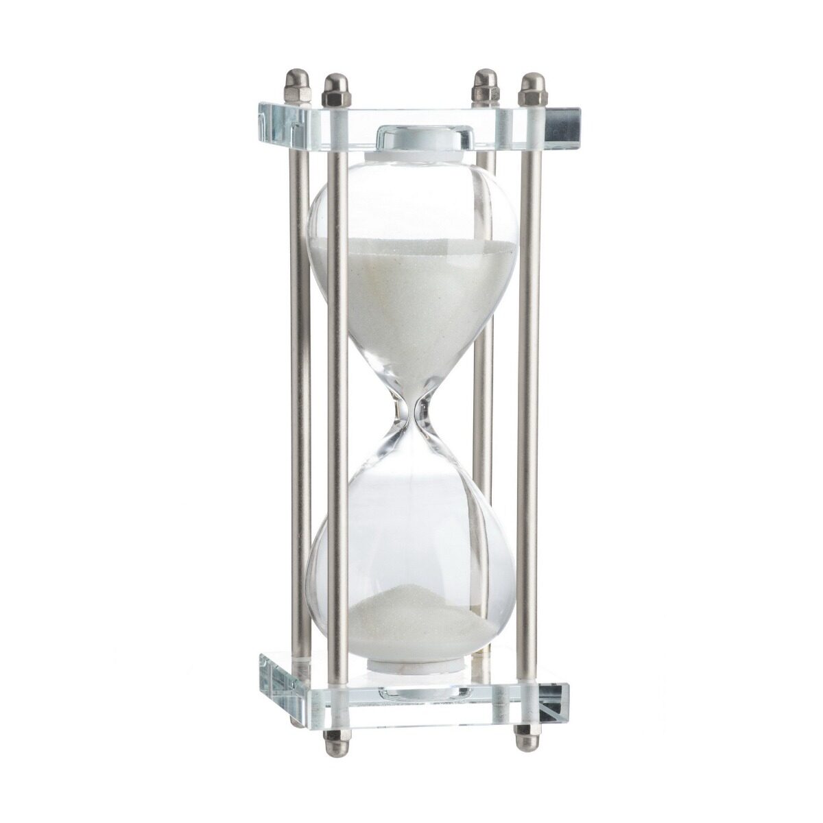 Artekko Artekko Hourglass Γυάλινη Διακοσμητική Κλεψύδρα σε Βάση με Λευκή Άμμο (7.6x7.6x20.5)cm 76878
