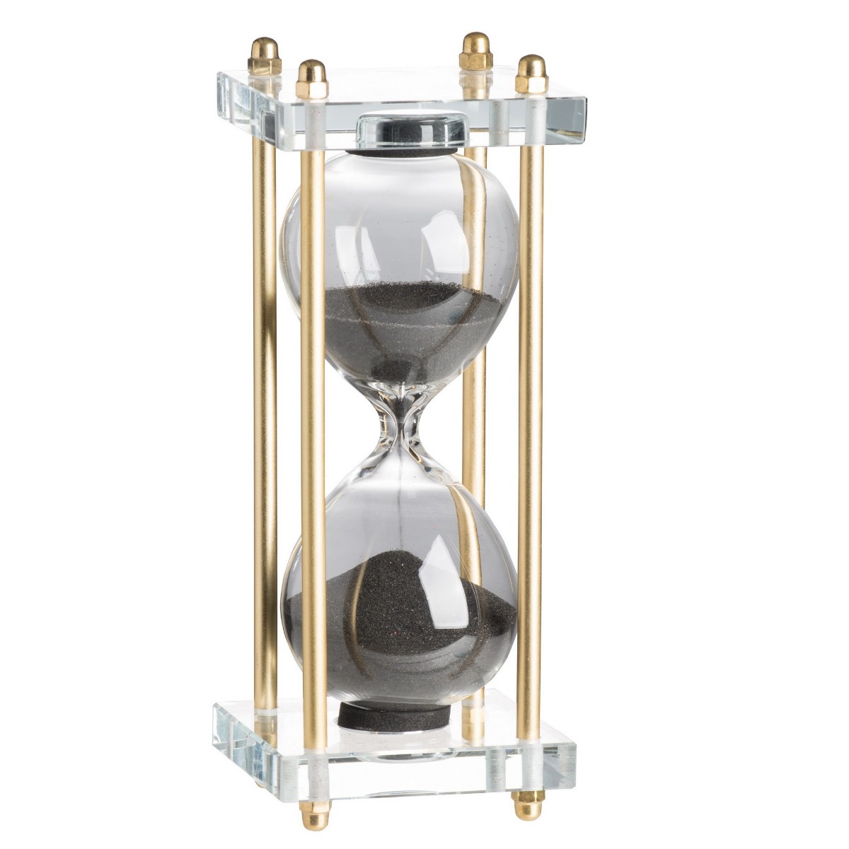 Artekko Artekko Hourglass Γυάλινη Διακοσμητική Κλεψύδρα σε Βάση με Μαύρη Άμμο (7.6x7.6x20.5)cm 76880