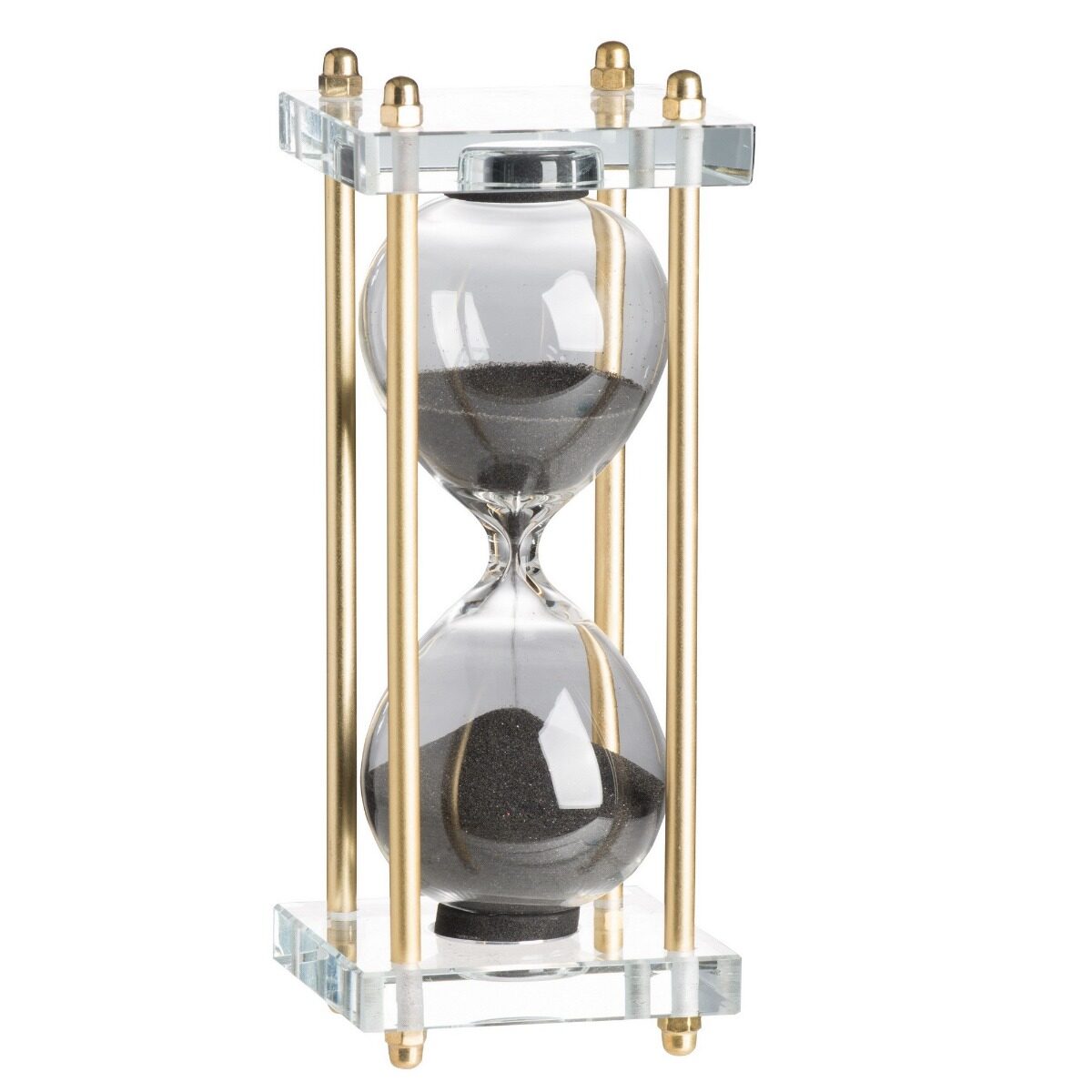 Artekko Artekko Hourglass Γυάλινη Διακοσμητική Κλεψύδρα σε Βάση με Μαύρη Άμμο (7.6x7.6x20.5)cm 76880