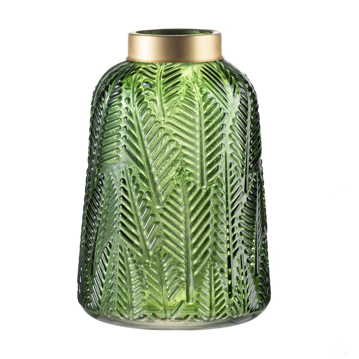 Artekko Artekko Palm Διακοσμητικό Βάζο Γυάλινο Πράσινο Χρυσό (17x17x24.5)cm 76888