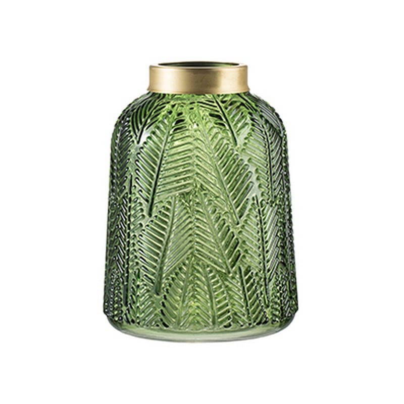 Artekko Artekko Palm Διακοσμητικό Βάζο Γυάλινο Πράσινο Χρυσό (15x15x20)cm 76889