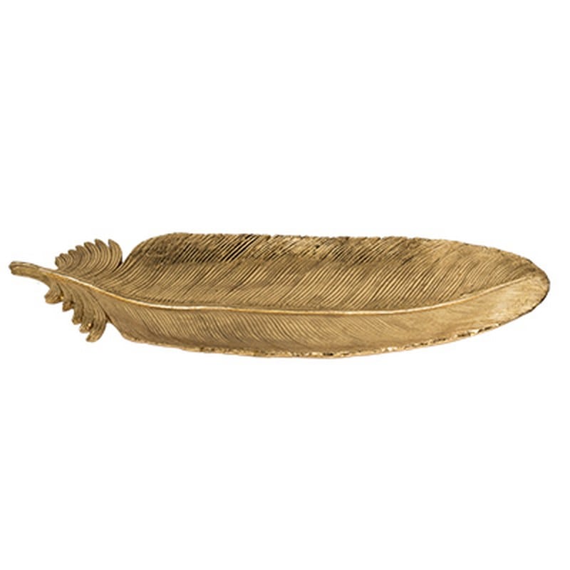Artekko Artekko Leaf Χρυσή Διακοσμητική Πιατέλα Ρητίνης σε Σχήμα Φύλλου (19x3x49)cm 76915