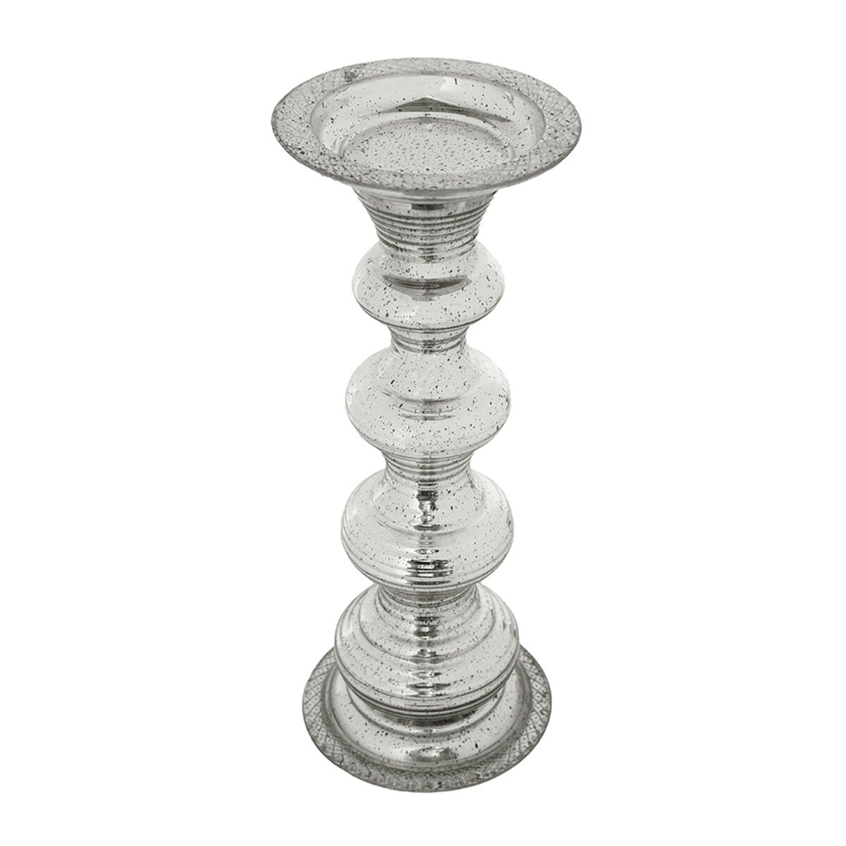 Artekko Artekko Pillar Ασημί Αντικέ Γυάλινο Κηροπήγιο (15.6x15.6x37.5)cm 77255