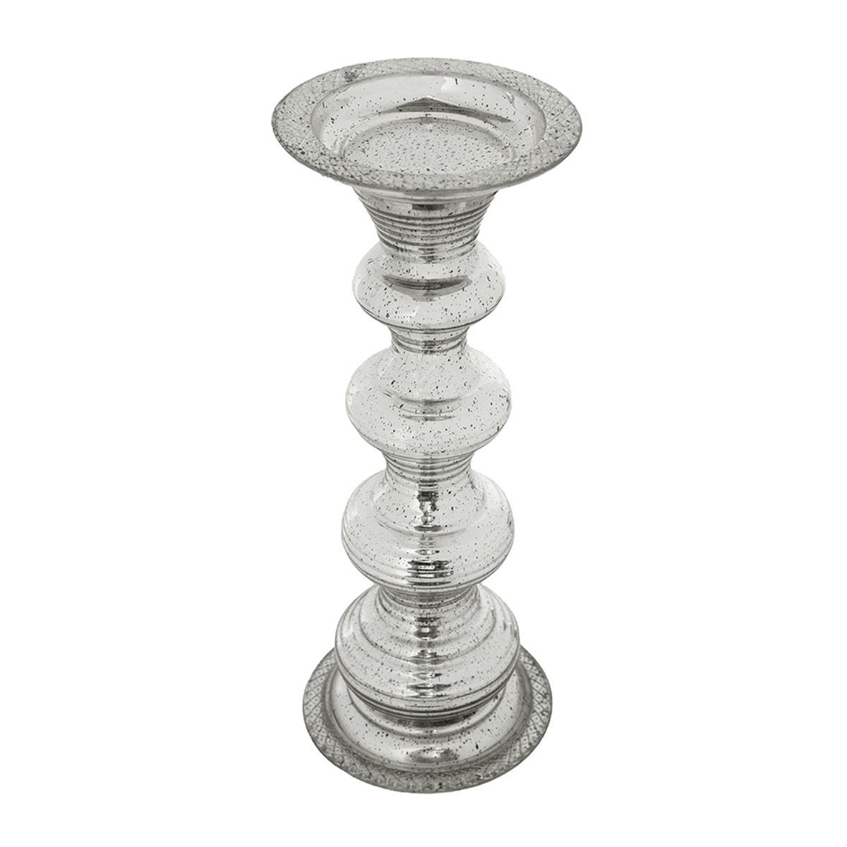 Artekko Artekko Pillar Ασημί Αντικέ Γυάλινο Κηροπήγιο (15.6x15.6x37.5)cm 77255