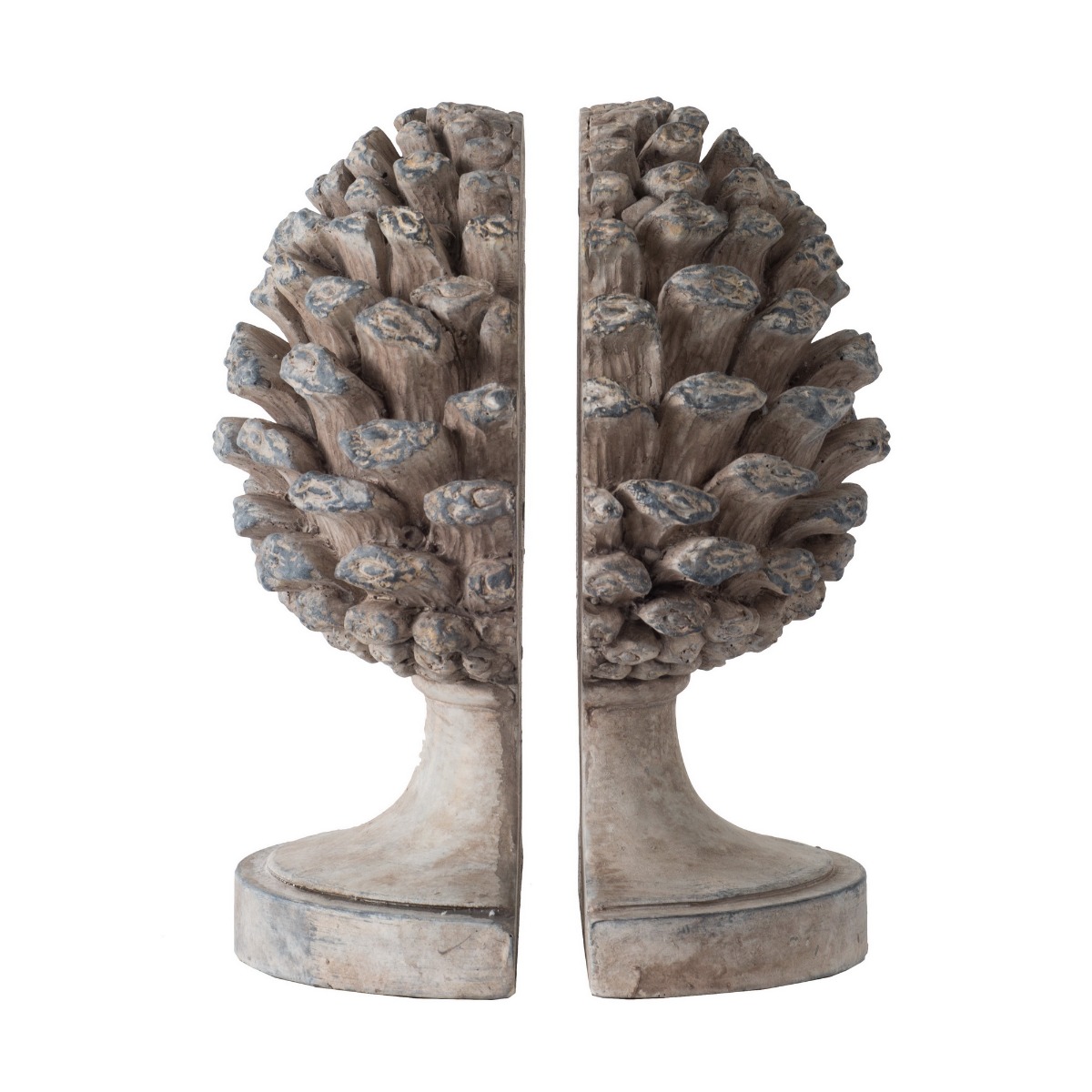 Artekko Artekko Pine Cone Γκρι Βιβλιοστάτες Ρητίνης με Κουκουνάρα (23.5x18.5x15.5)cm 2pcs 77340