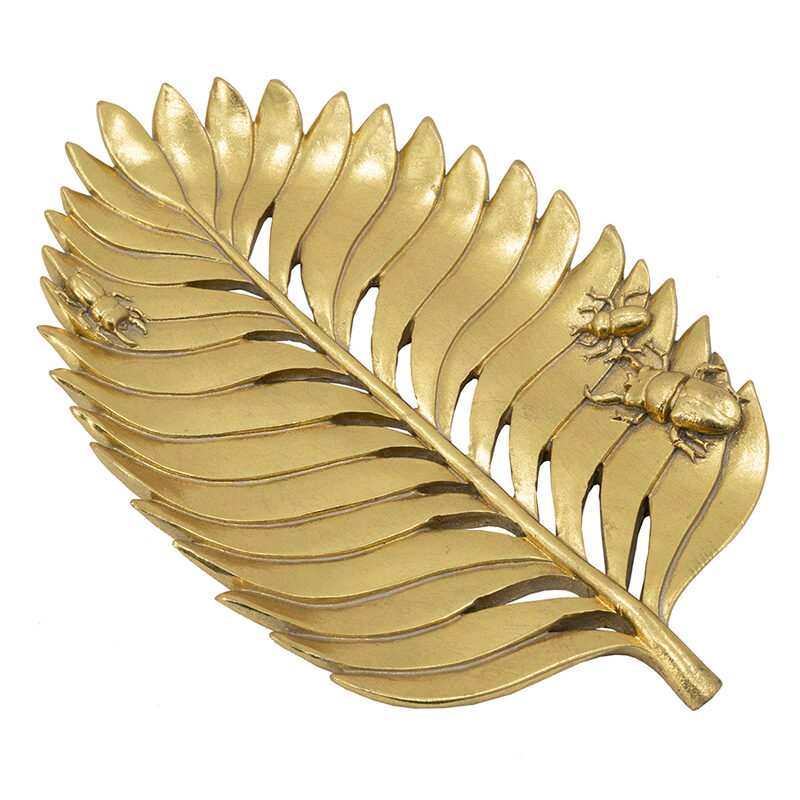 Artekko Artekko Leaf Χρυσή Διακοσμητική Πιατέλα Ρητίνης σε Σχήμα Φύλλου (28.5x17x2.5)cm 77598