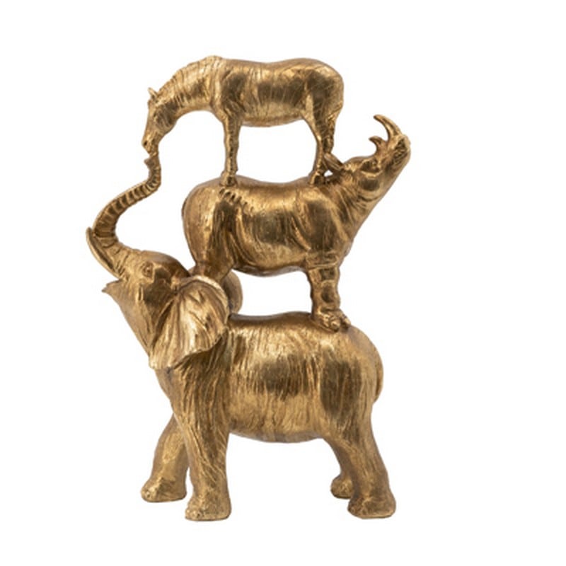 Artekko Artekko Animal Μπρονζέ Επιτραπέζιο Διακοσμητικό με Ζώα από Ρητίνη (26.5x12x36)cm 77600