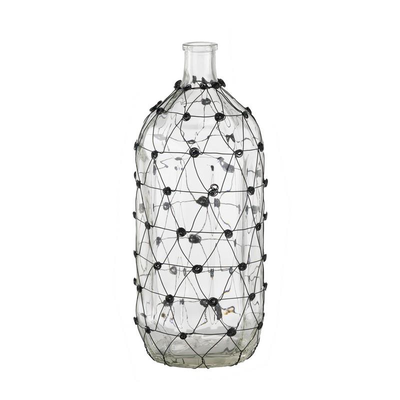 Artekko Artekko Clear Διάφανο Γυάλινο Βάζο με Μεταλλικό Πλέγμα (18x18x46)cm 77650