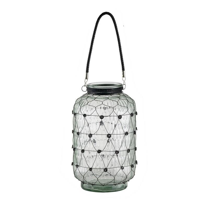 Artekko Artekko Clear Διάφανο Γυάλινο Βάζο Φανάρι με Μεταλλικό Πλέγμα (22x22x38)cm 77651