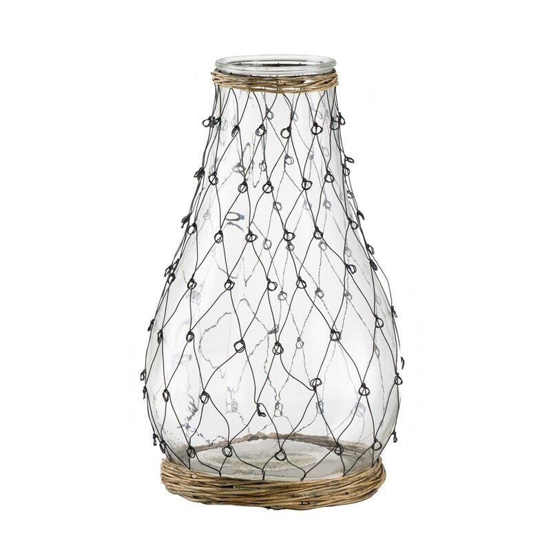 Artekko Artekko Clear Διάφανο Γυάλινο Βάζο με Μεταλλικό Πλέγμα (26x26x46)cm 77653