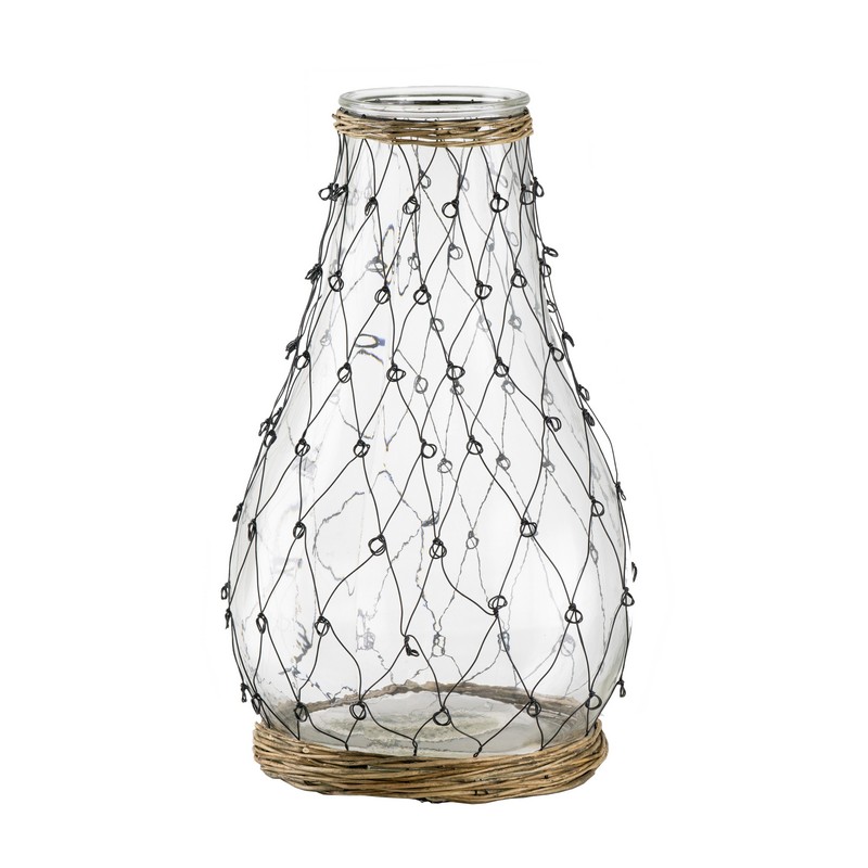 Artekko Artekko Clear Διάφανο Γυάλινο Βάζο με Μεταλλικό Πλέγμα (26x26x46)cm 77653