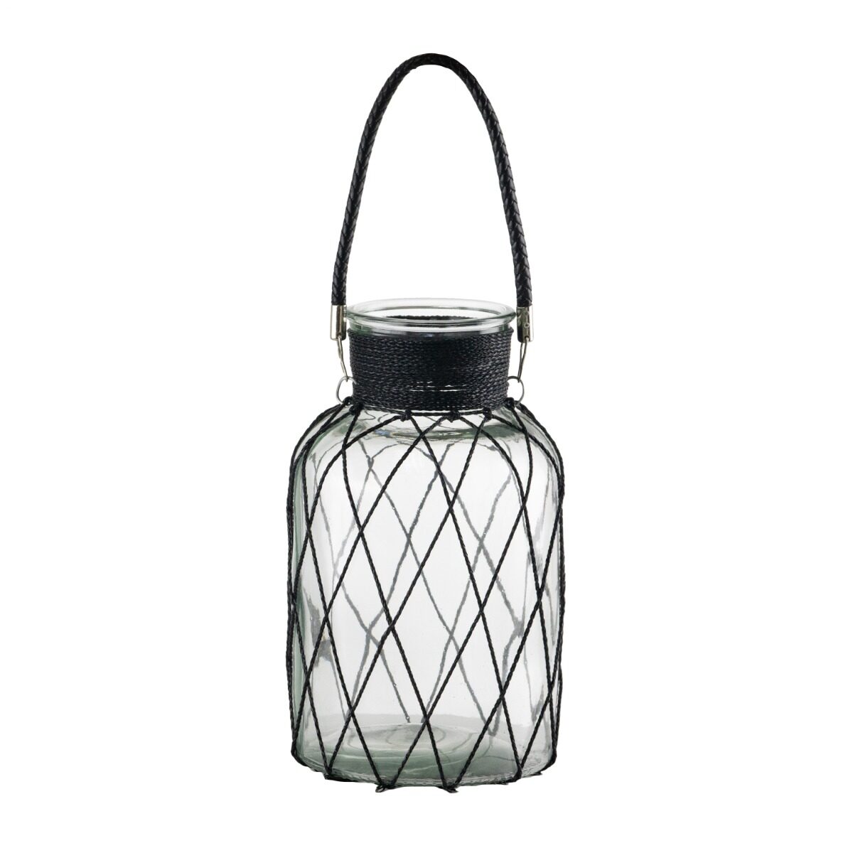 Artekko Artekko Clear Διάφανο Γυάλινο Βάζο Φανάρι με Μεταλλικό Πλέγμα (22x22x38)cm 77656