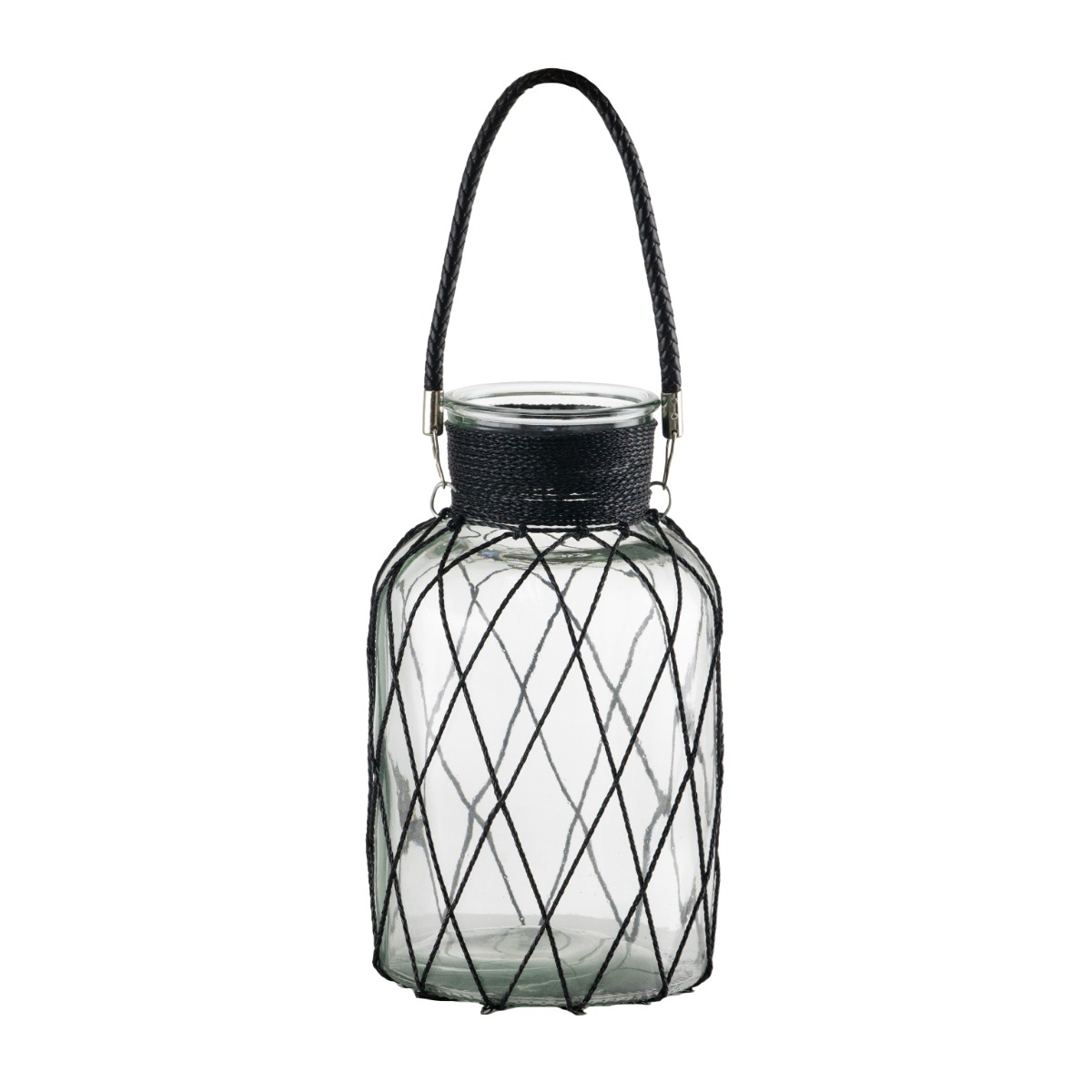 Artekko Artekko Clear Διάφανο Γυάλινο Βάζο Φανάρι με Μεταλλικό Πλέγμα (22x22x38)cm 77656