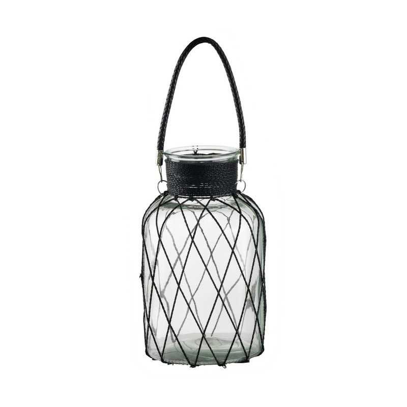 Artekko Artekko Clear Βάζο/Φανάρι Διάφανο Γυάλινο με Μεταλλικό Πλέγμα (17.5x17.5x30.5)cm 77657