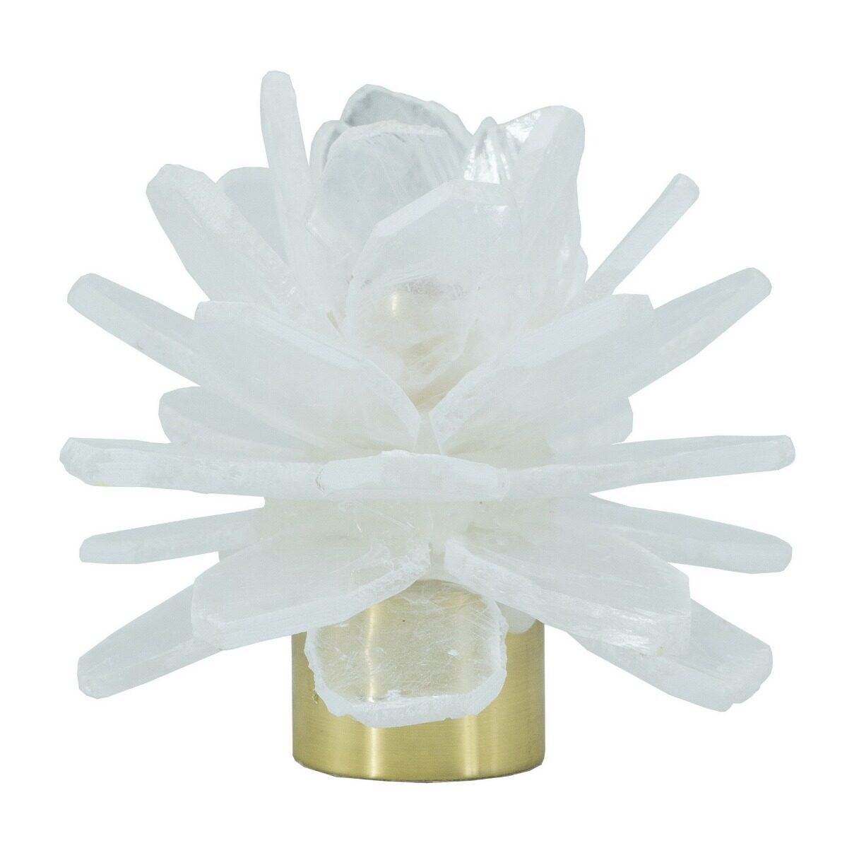 Artekko Artekko Selenite Κηροπήγιο με Σεληνίτη σε Μεταλλική Χρυσή Βάση (14x14x11.5)cm 77734-DS