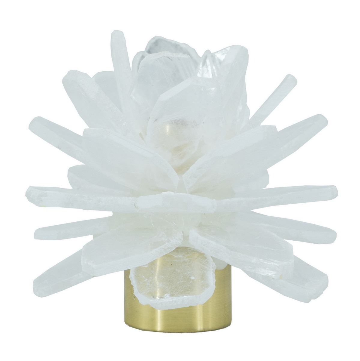 Artekko Artekko Selenite Κηροπήγιο με Σεληνίτη σε Μεταλλική Χρυσή Βάση (14x14x11.5)cm 77734-DS