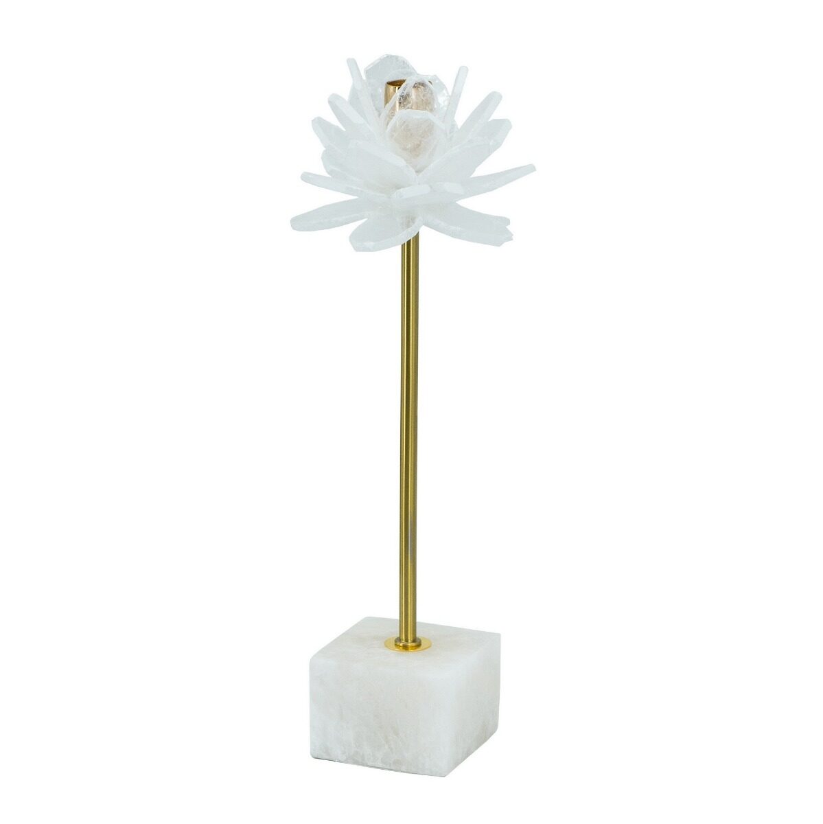 Artekko Artekko Selenite Κηροπήγιο με Σεληνίτη σε Μεταλλική Χρυσή Βάση (13x13x36)cm 77735-DS