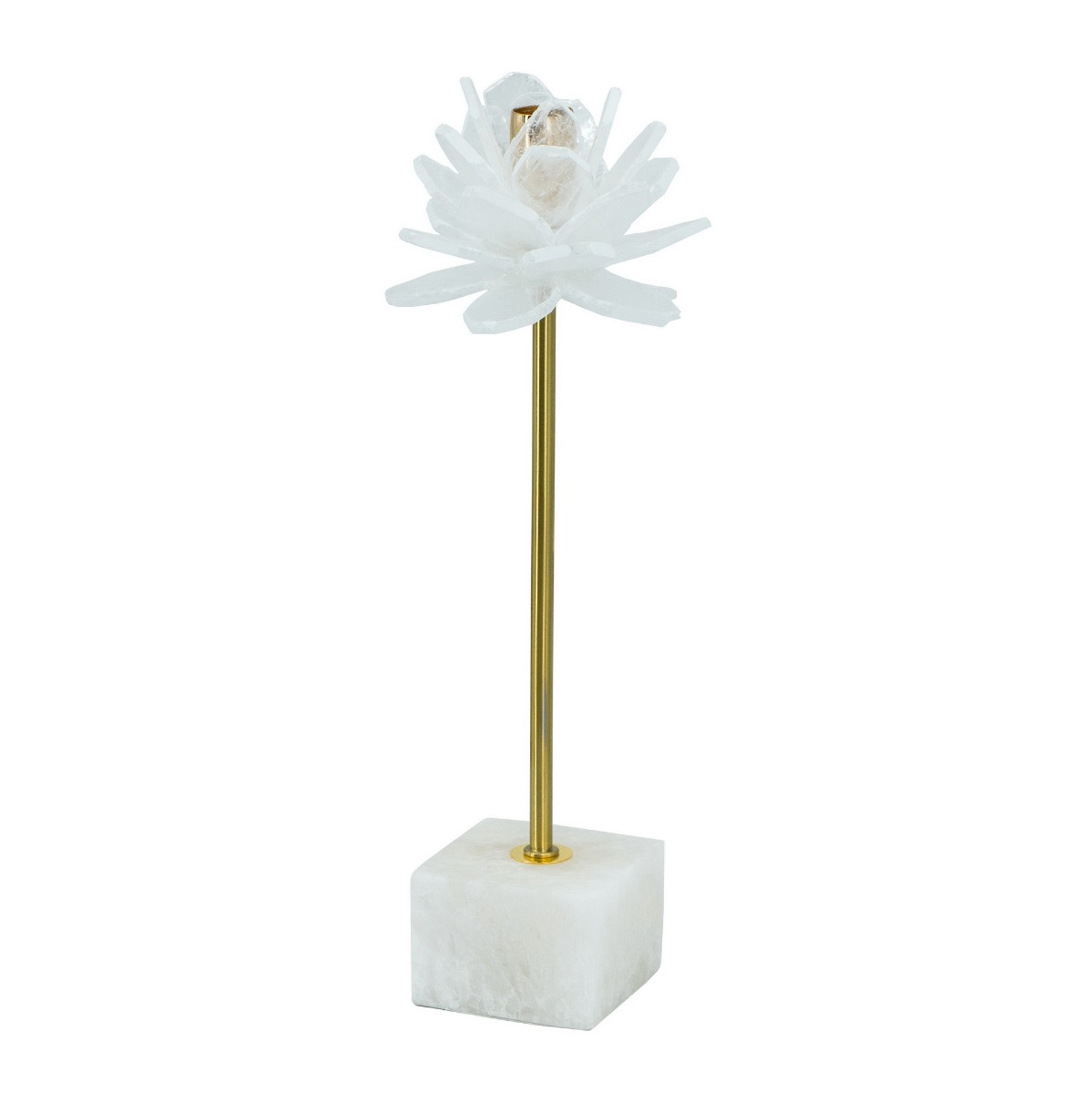 Artekko Artekko Selenite Κηροπήγιο με Σεληνίτη σε Μεταλλική Χρυσή Βάση (13x13x36)cm 77735-DS