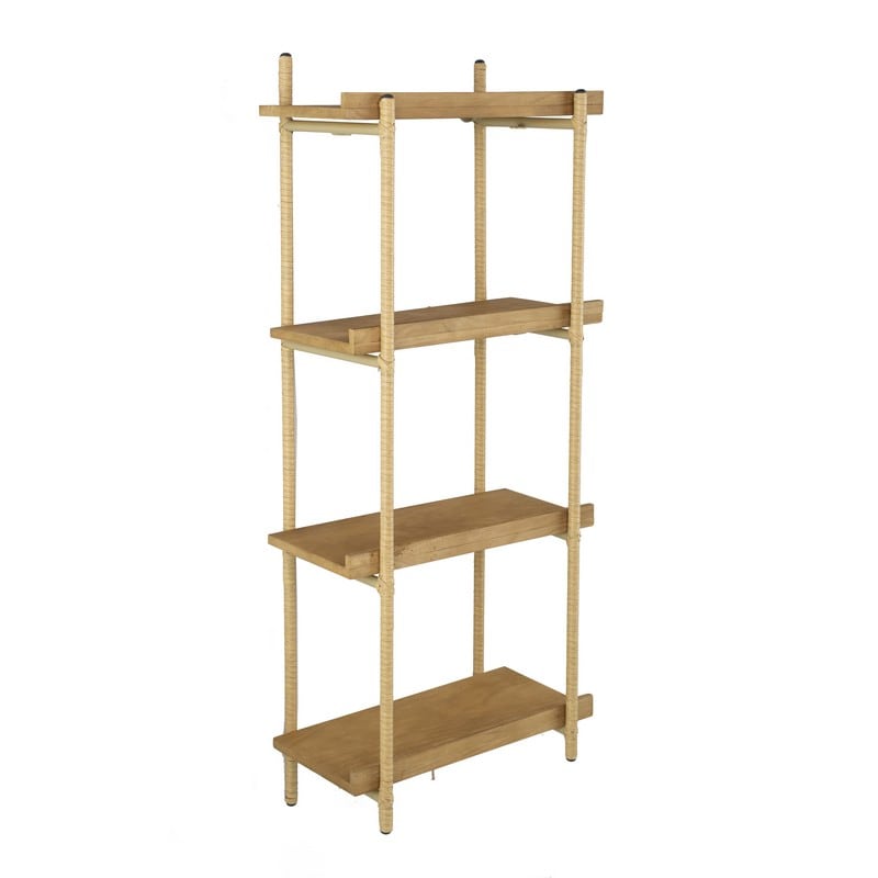 Artekko Artekko Shelf Ραφιέρα Επιτοίχια με 4 Ράφια Μέταλλο Ξύλο Ρατάν Καφέ (46x25x112)cm 78037-DS