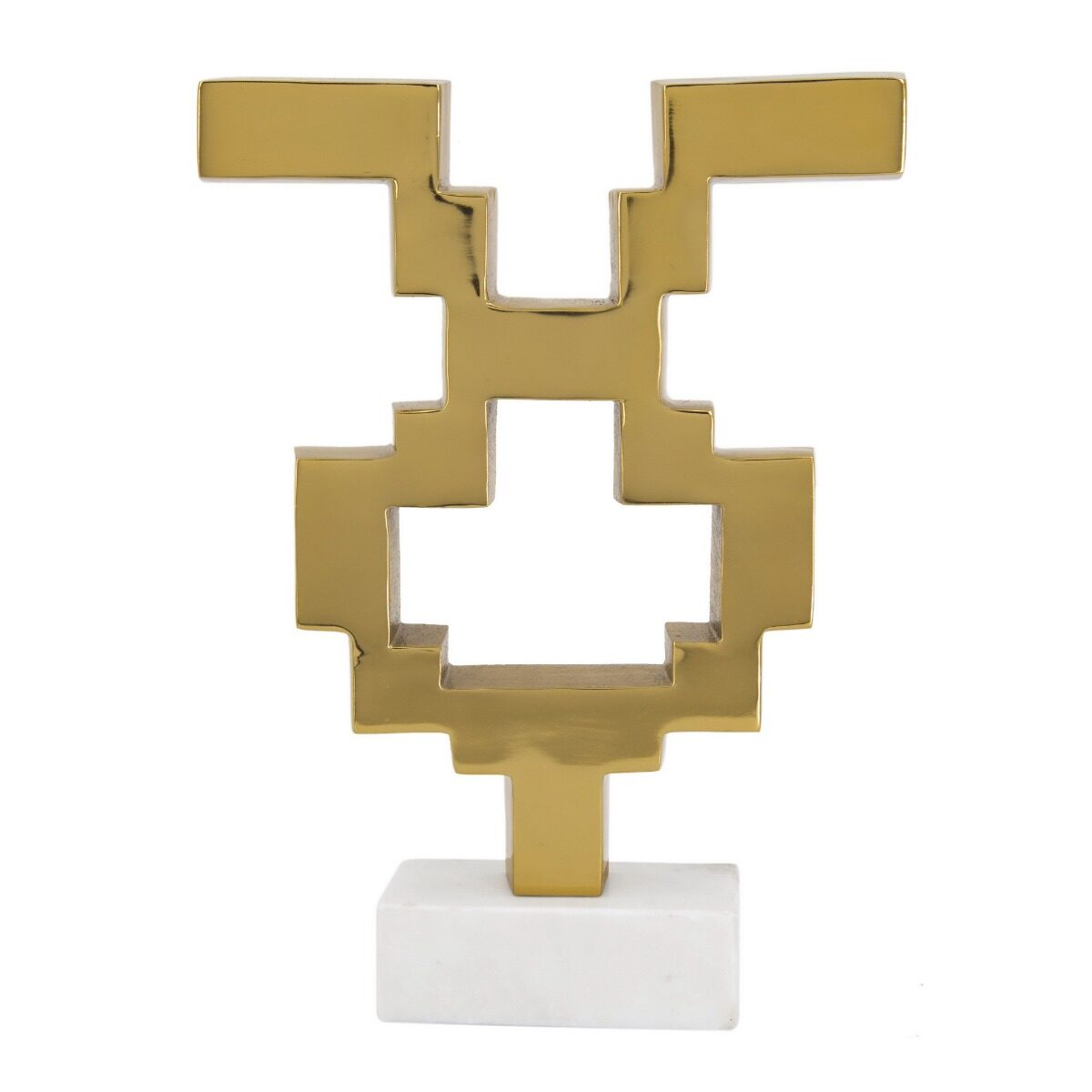Artekko Artekko Marble Χρυσό Μεταλλικό Διακοσμητικό Γλυπτό σε Λευκή Μαρμάρινη Βάση (28x7.6x38.5)cm 78283