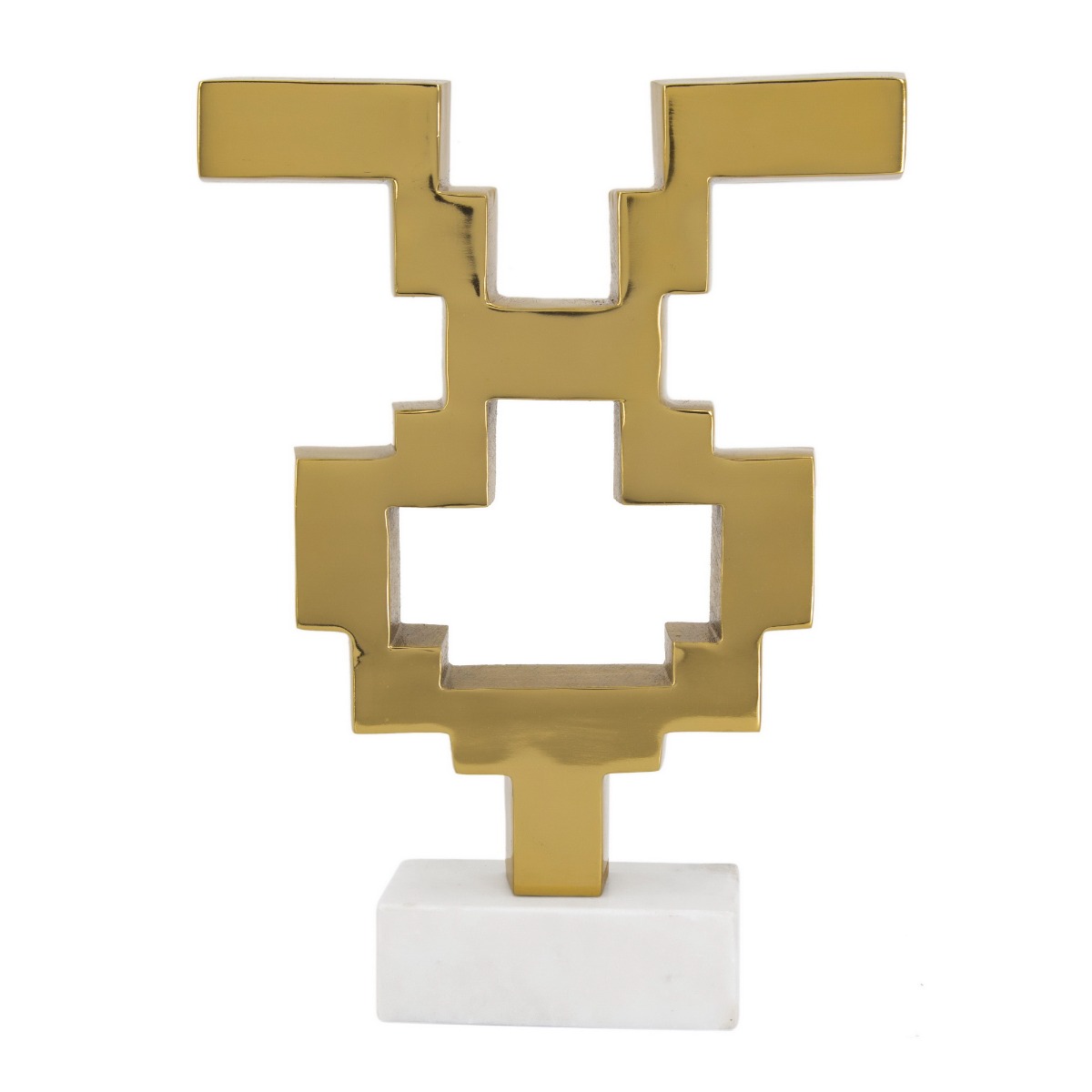 Artekko Artekko Marble Χρυσό Μεταλλικό Διακοσμητικό Γλυπτό σε Λευκή Μαρμάρινη Βάση (28x7.6x38.5)cm 78283