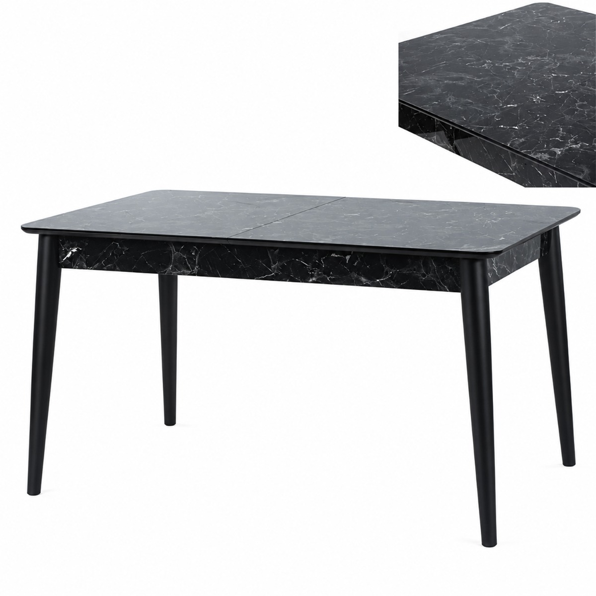 Artekko Artekko Lotus Τραπέζι Eπεκτεινόμενο MDF με Plexiglass Εφέ Μαύρο Μάρμαρο (130+30x80x75)cm 783-0017