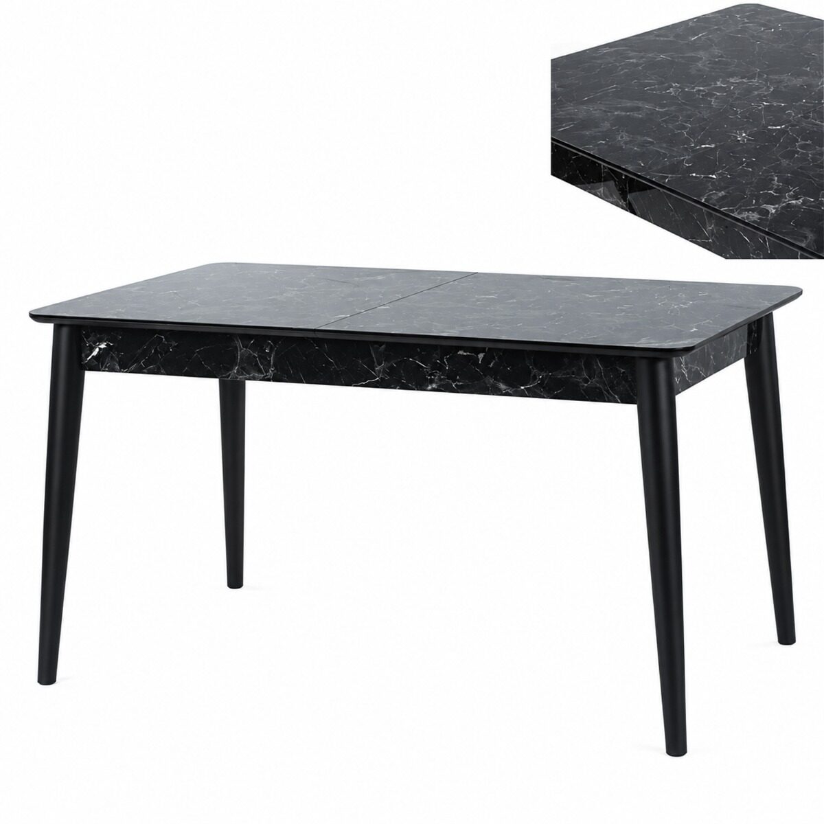Artekko Artekko Lotus Τραπέζι Eπεκτεινόμενο MDF με Plexiglass Εφέ Μαύρο Μάρμαρο (130+30x80x75)cm 783-0017